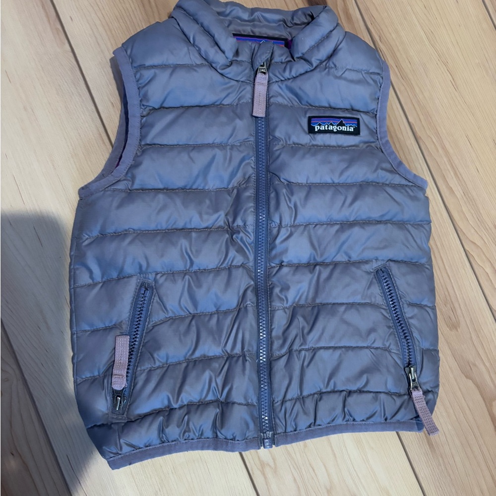 Patagonia Gray and Purple Puffer Vest
